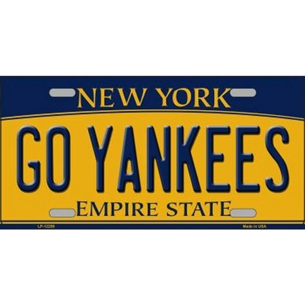 MLB Go Yankees License Plate Tag Metal New York Wall Sign NY Series Yellow New